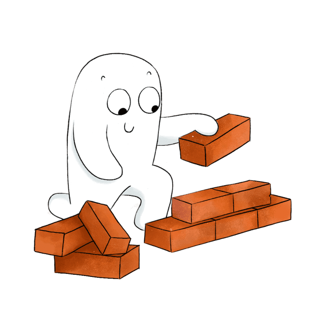 Moonler stacking bricks
